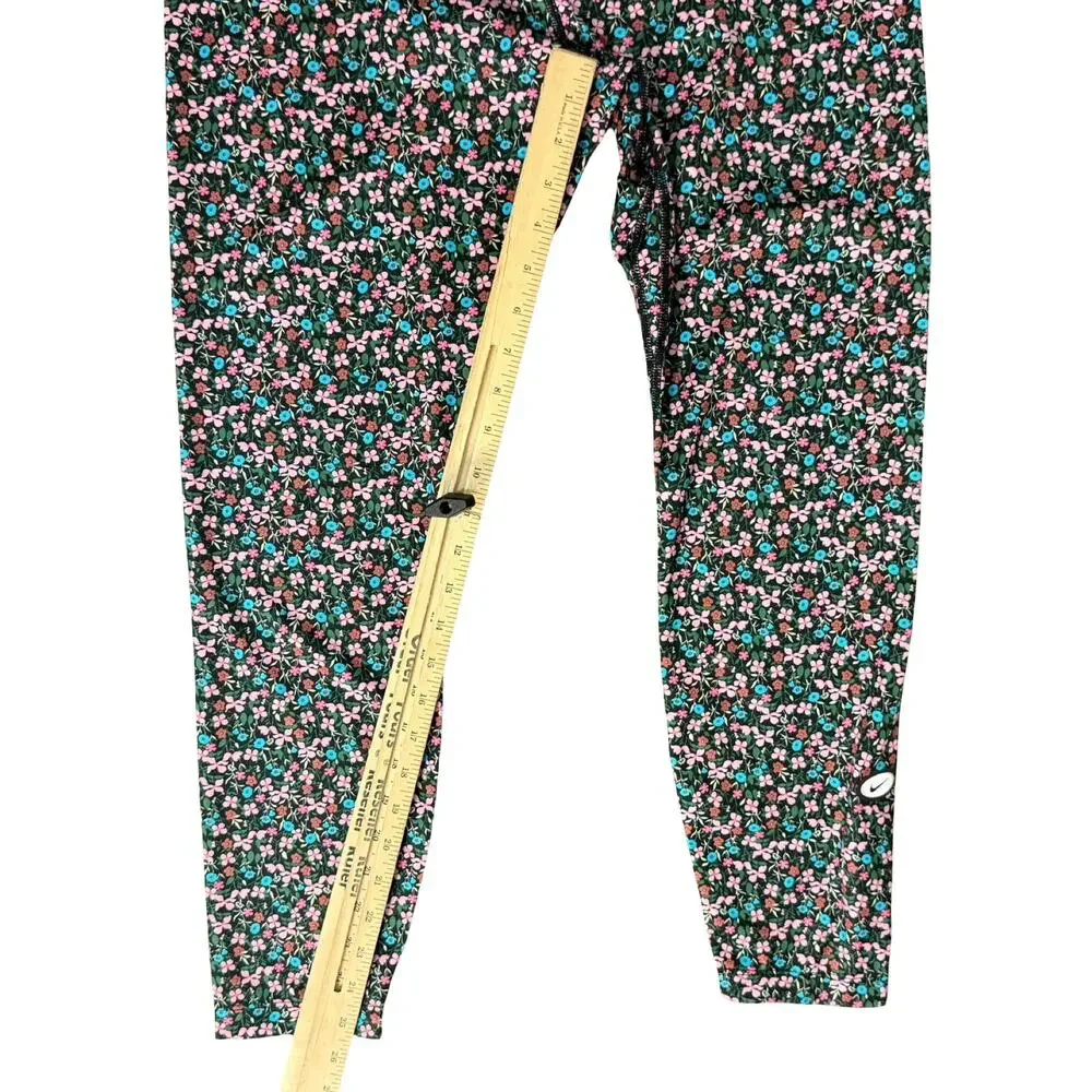 Nike One 7/8 Pink Blue Black Floral High Waist Performance Leggings Size XL